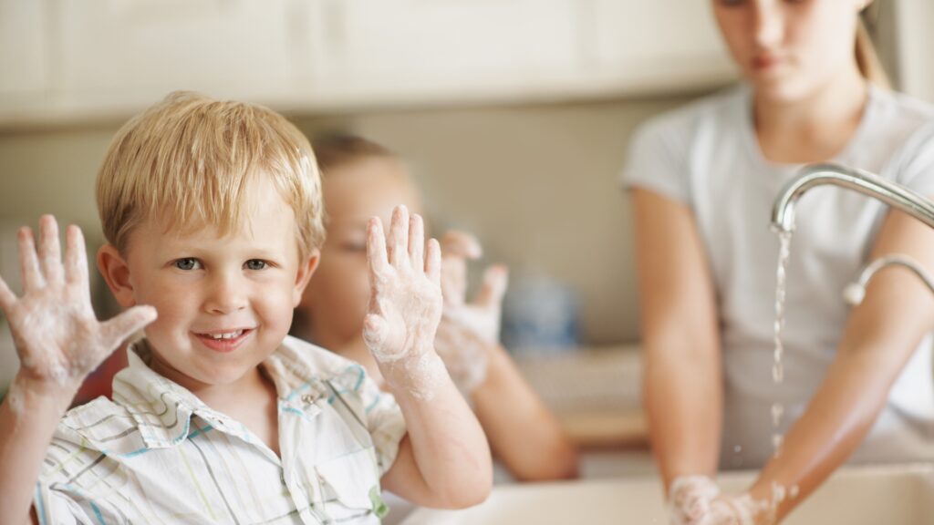 involve kids in home cleaning tasks to build healthy habits